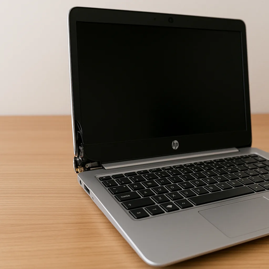 Broken HP laptop hinge requiring structural repair